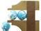 40 10mm White with Sky Blue Splatter Paint Smooth Round Glass Beads